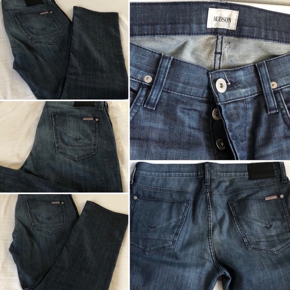 ♻️👖 BYRON 5 Pocket Straight HUDSON JEANS Med-Dark - Picture 7 of 15